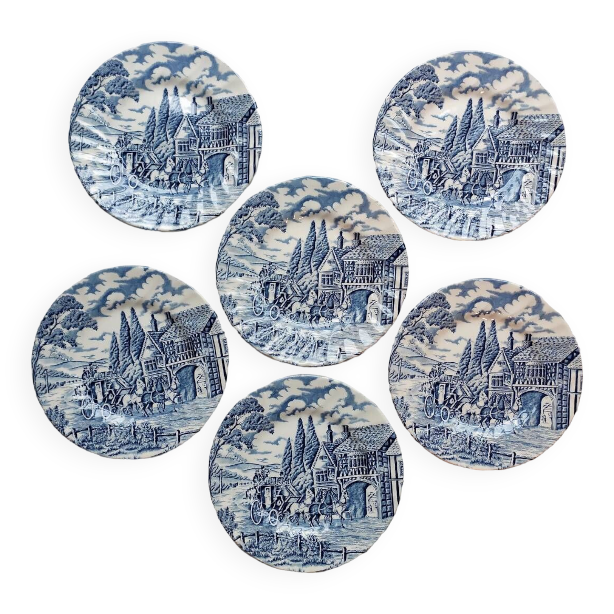 Set of 6 porcelain dessert plates