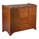 Antique mahogany commode with brass details, 4 drawers, 20th century.