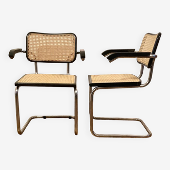 Pair of Marcel Breuer Black armchairs - made in Italy