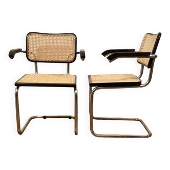 Pair of Marcel Breuer Black armchairs - made in Italy