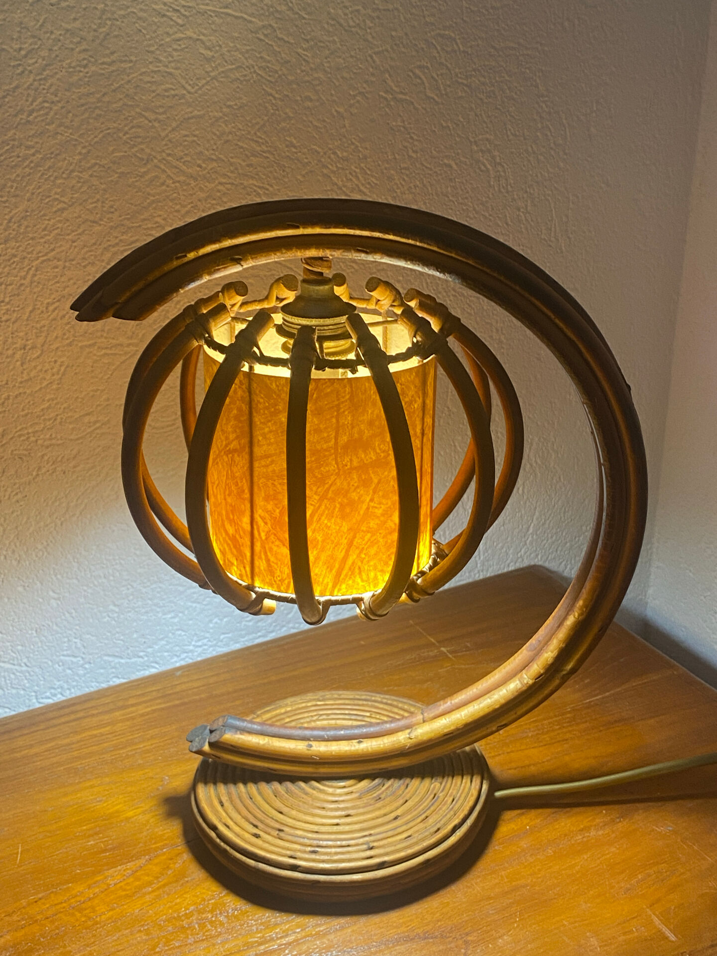 Rattan and bamboo lamp, Louis Sognot