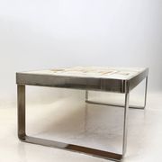 Table basse céramique / chrome — Jean Gregorieff, France, 1970s