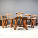 Vintage sculptural brutalist dining chairs, set of 6 - 1960s
