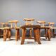Vintage sculptural brutalist dining chairs, set of 6 - 1960s