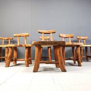 Vintage sculptural brutalist dining chairs, set of 6 - 1960s