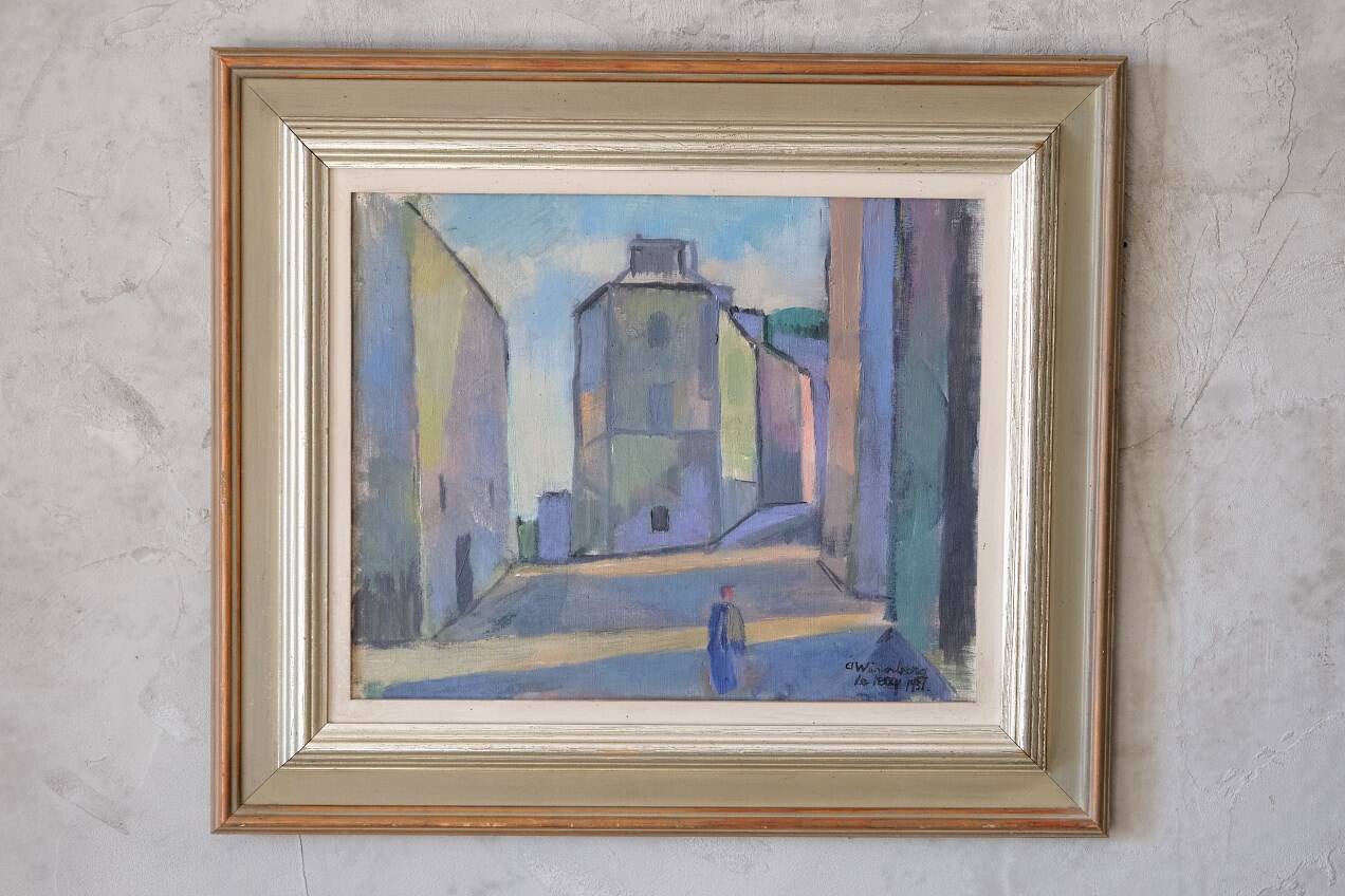 Oil on canvas cityscape 1951