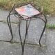 Plant door, iron harness forged twist black and golden and hand-painted ceramic tile