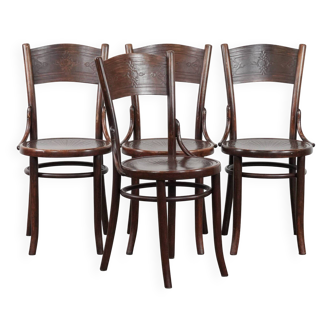 Set of four vintage wooden Cosmos bistro design chairs