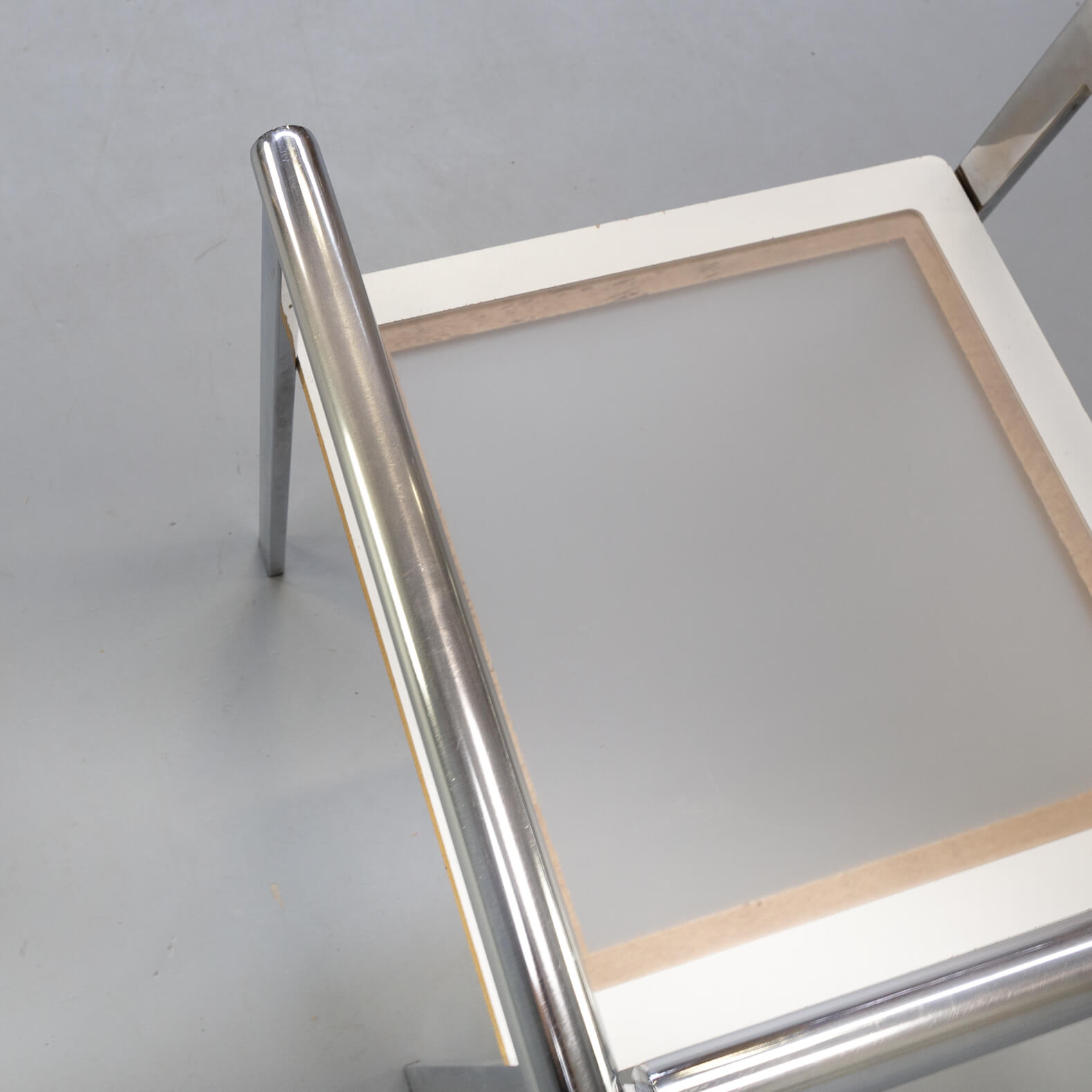 70s chrome plated square design dining chair for Zevi set/4