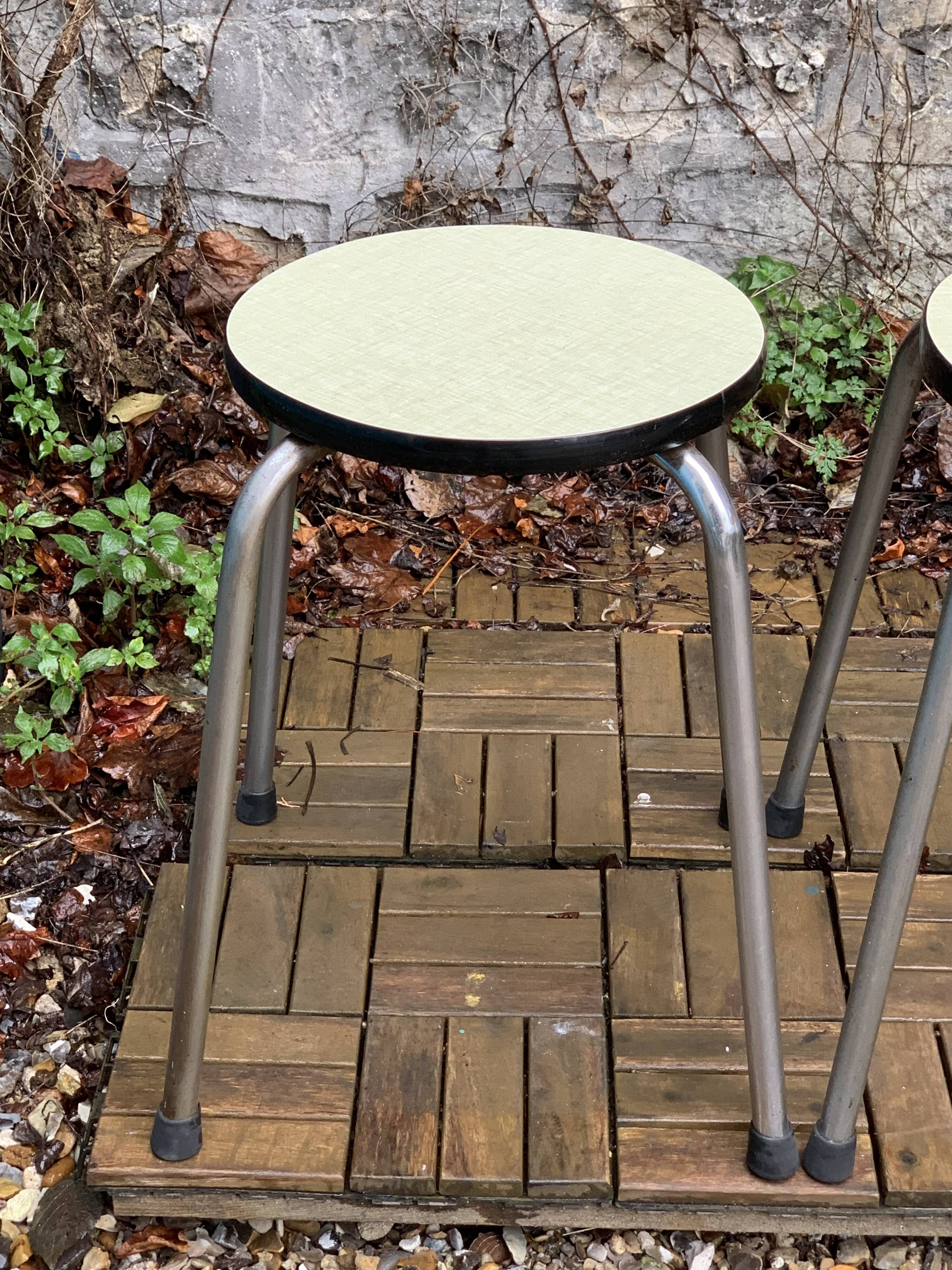 Vintage stackable stools Formica beige 1960