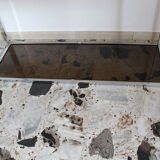 Console in chromed metal and smoked glass, Italy 70's