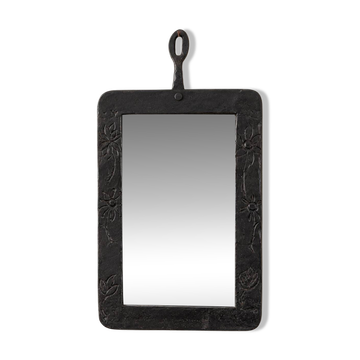Miroir mural vintage noir à décor floral