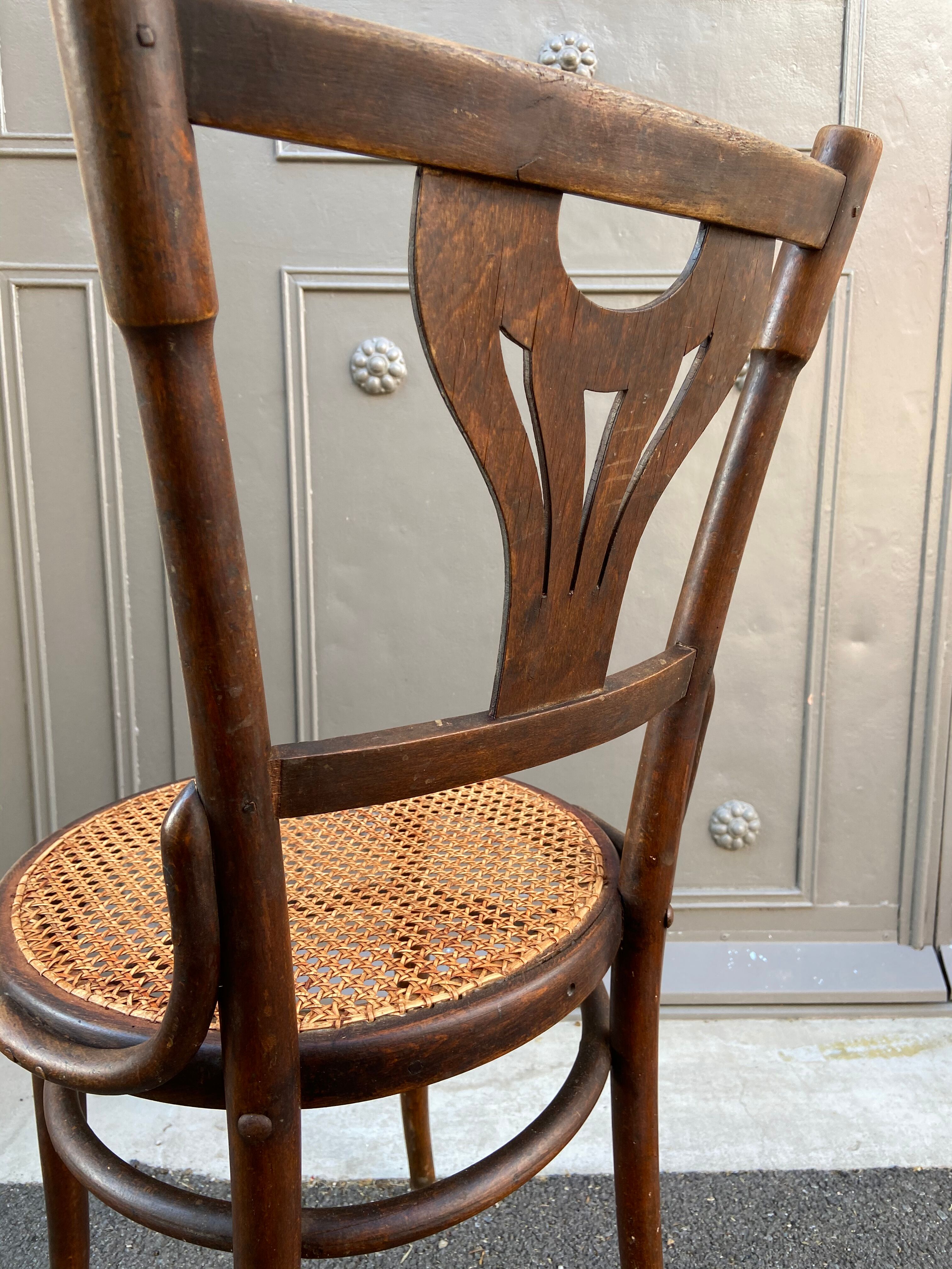 Pair of curved wooden bistro chairs