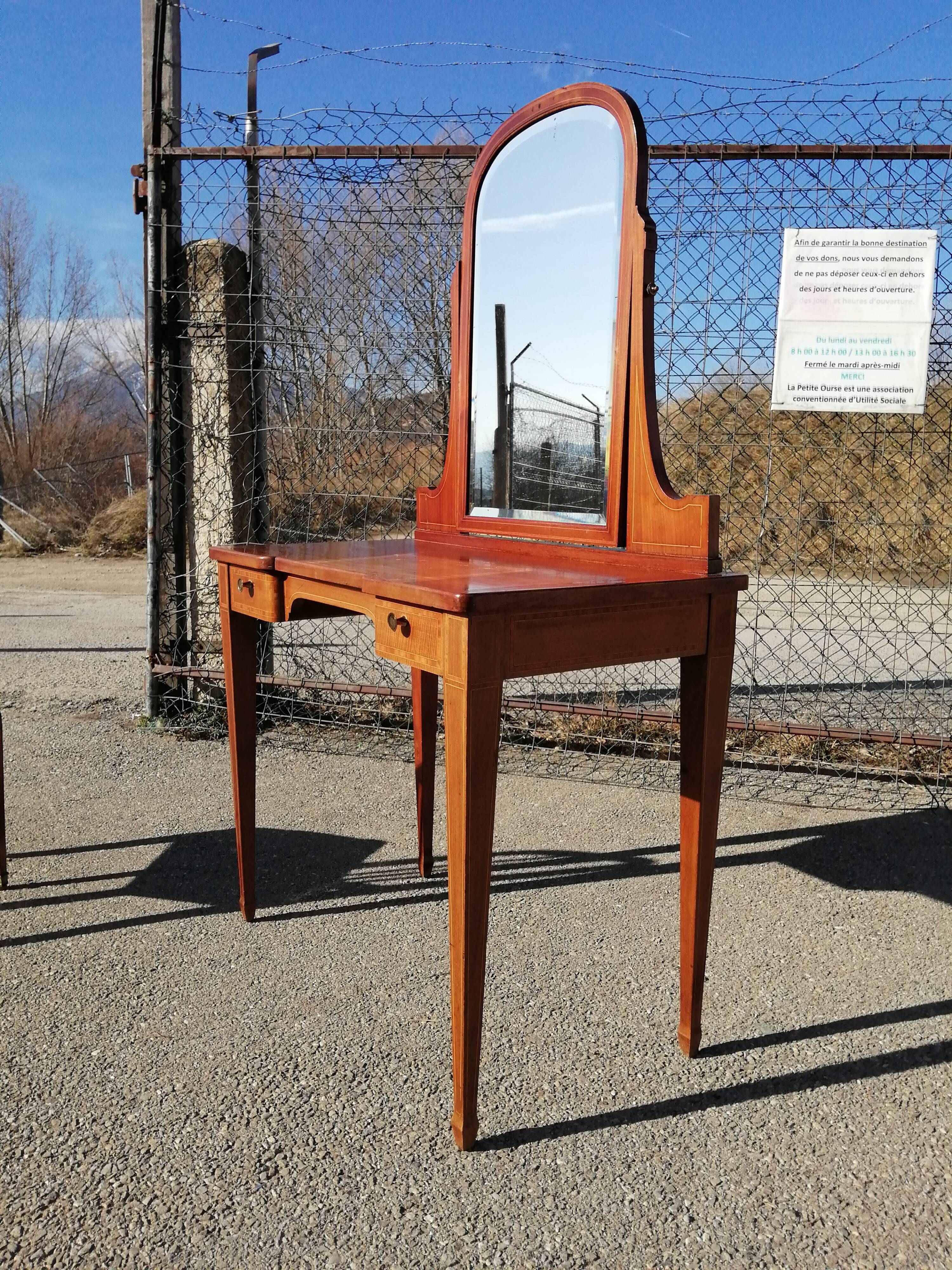 Coiffeuse et chaise en acajou blond Art Déco 1930