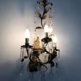 Large (70 cm - 27.55") pair of 3-arm foliage wall sconces