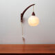 1960s wall lamp in teak and opal glass