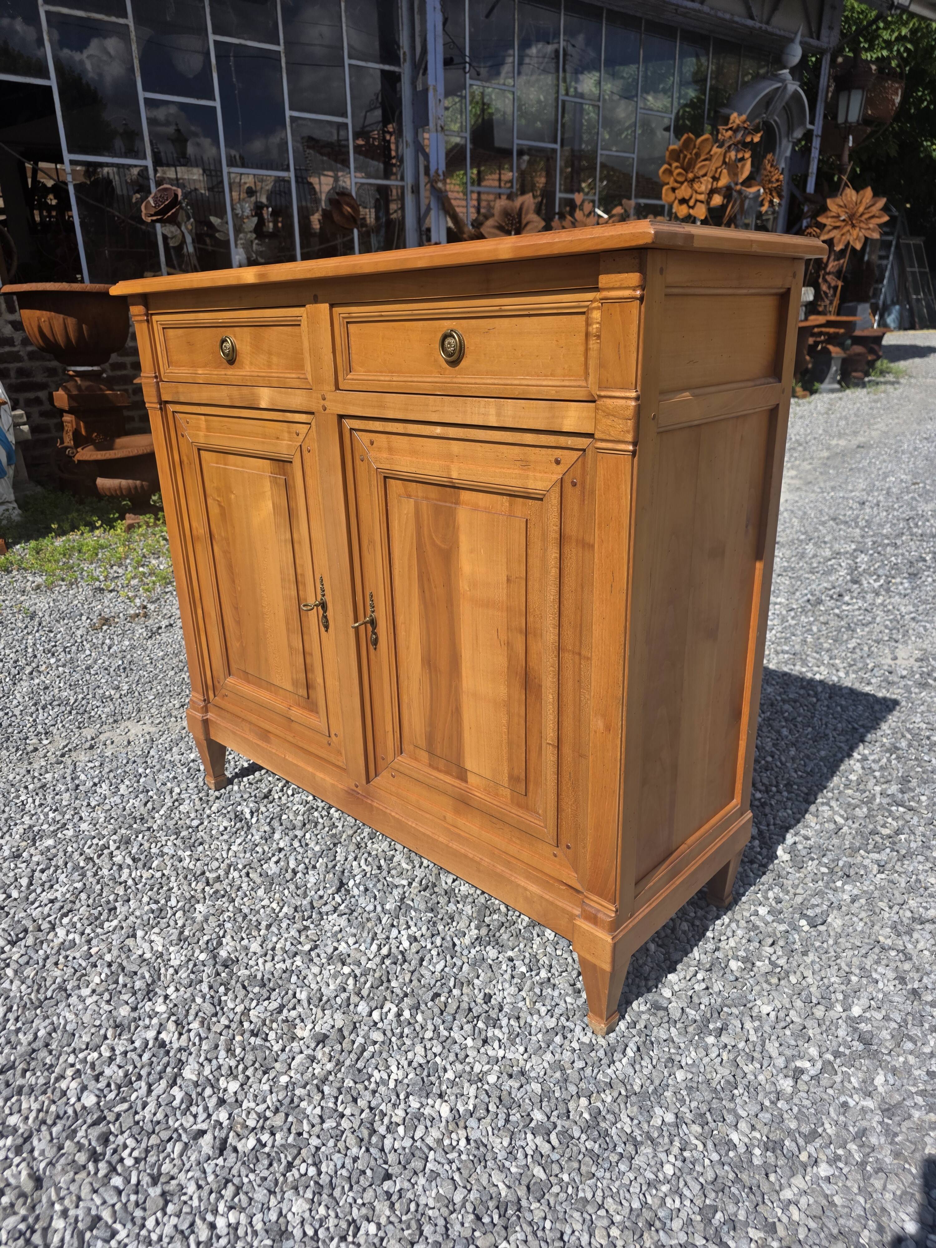 Louis XVI style buffet in solid cherry wood from the mid-20th century.