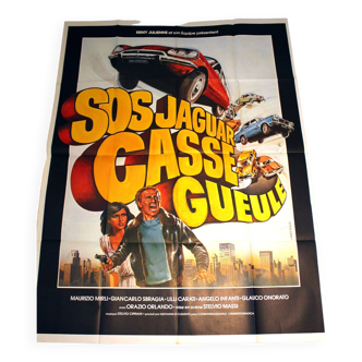 Affiche cinéma originale "SOS Jaguar casse gueule" Remy Julienne 120x160cm 1977