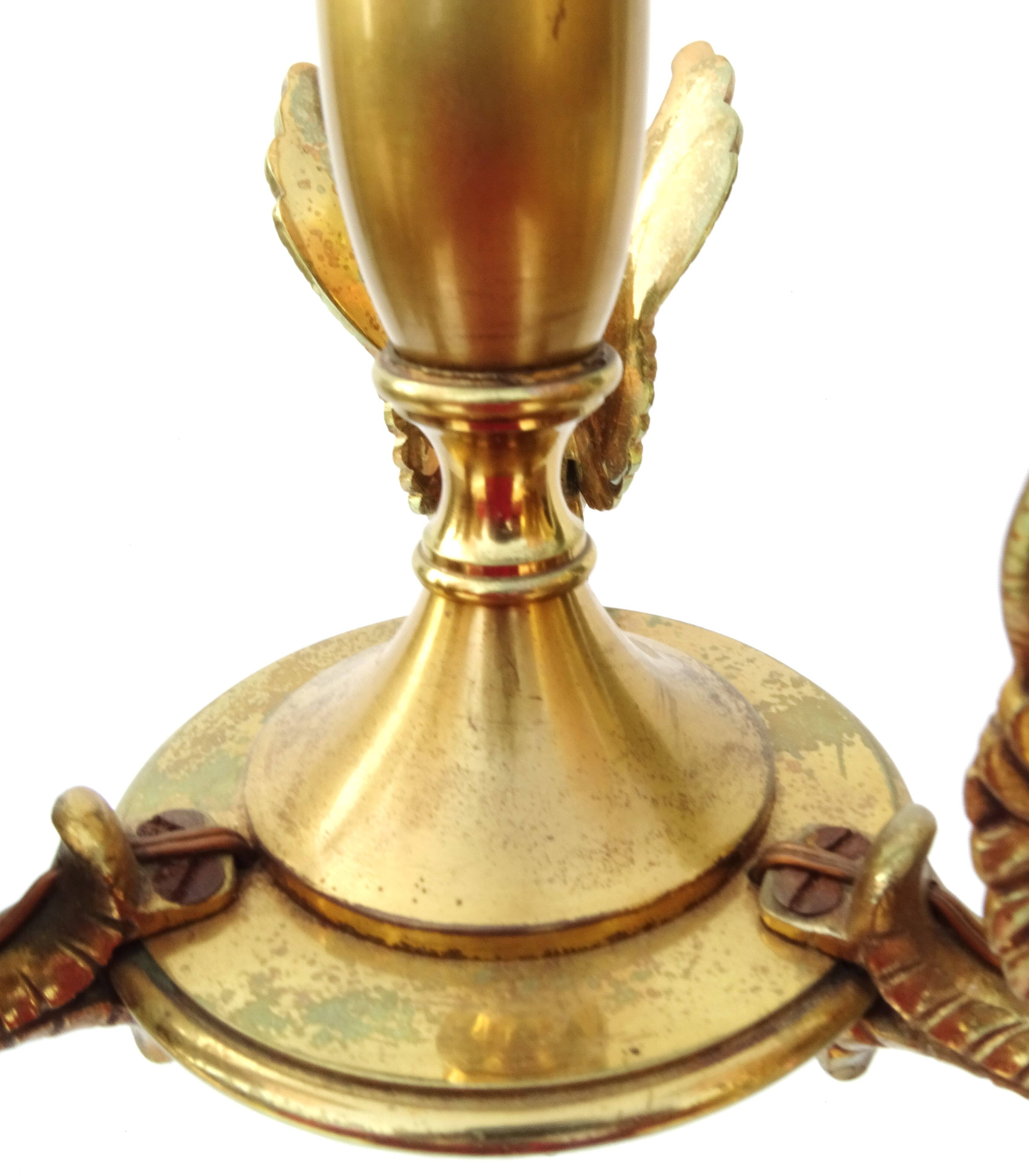 3-branched chandelier in gilded bronze.