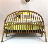 Cot basket rattan of the 1960s
