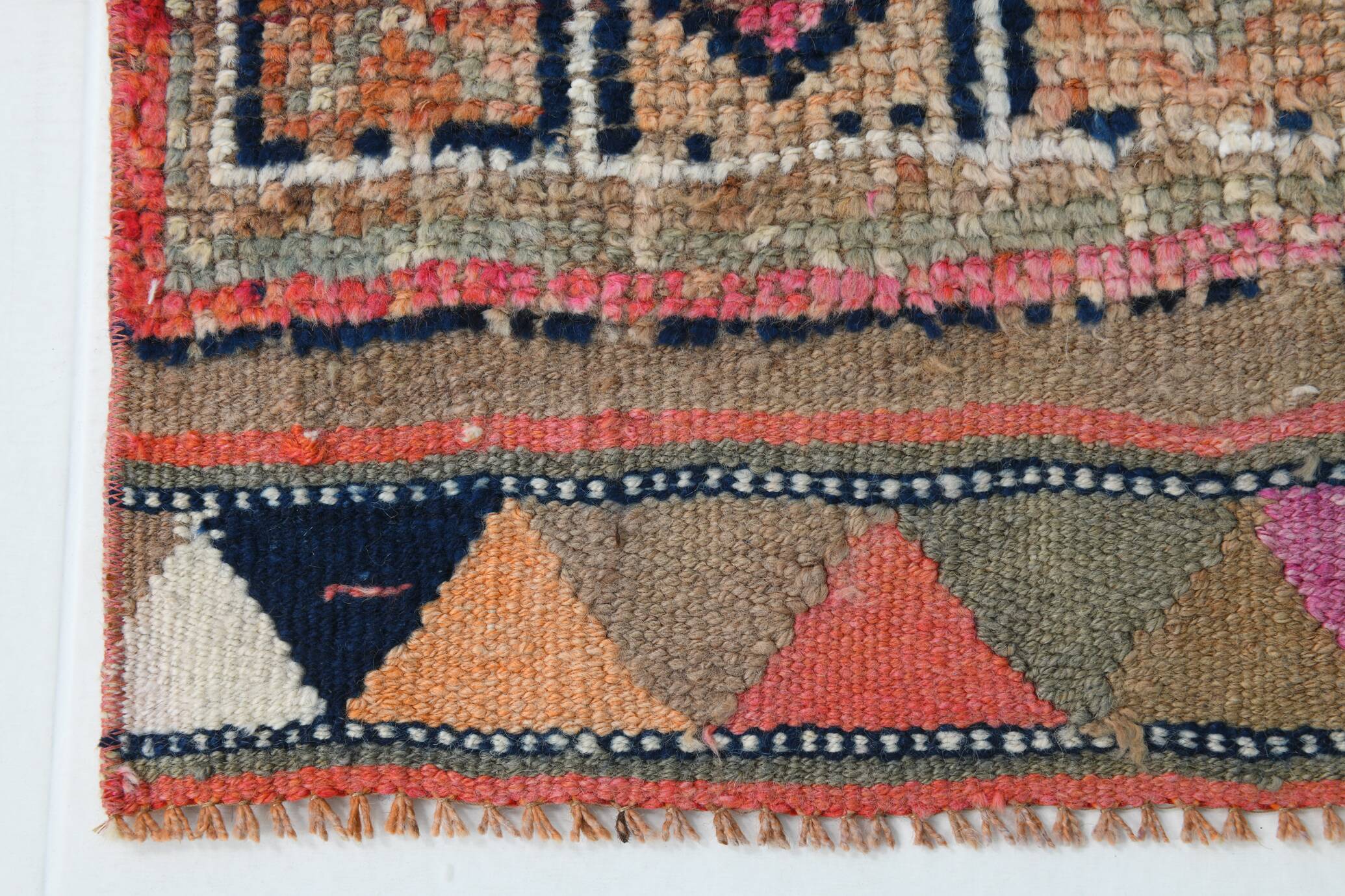 Navy Blue & Green Vintage Runner Rug, 80x323Cm