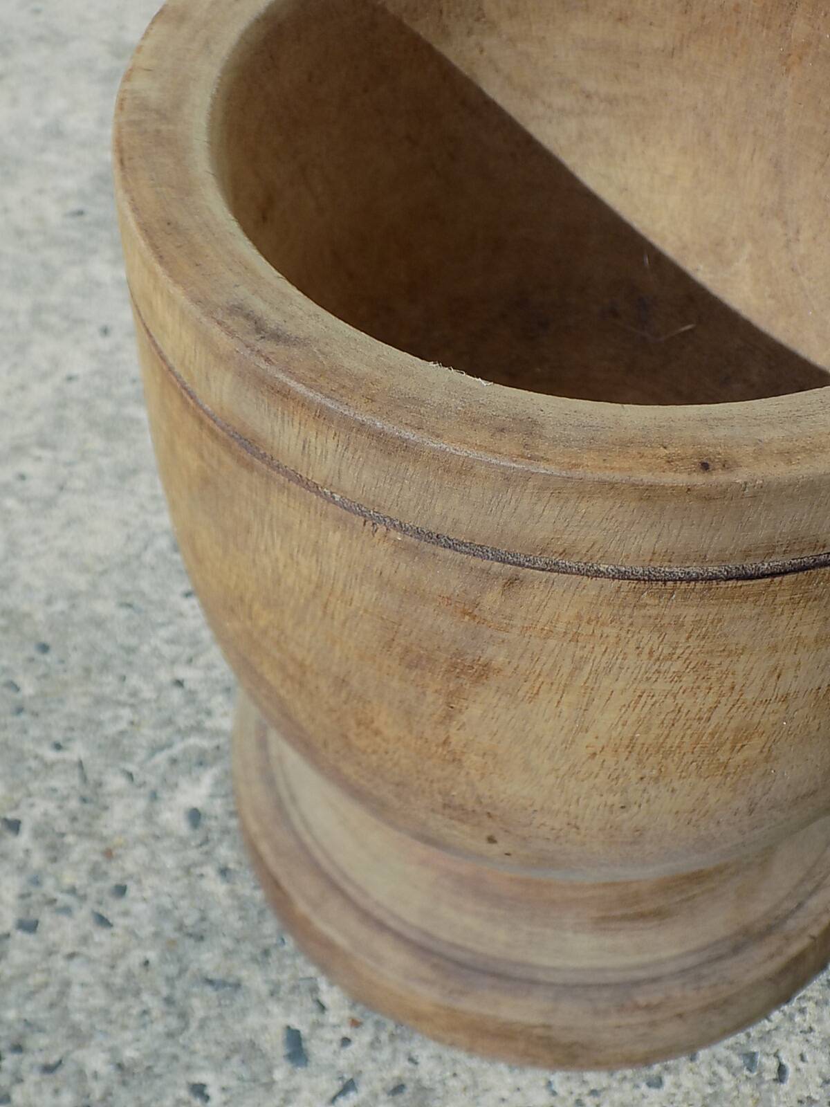 Turned solid wood flowerpot