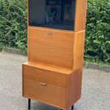 Vintage 1950s smoked glass secretary cabinet