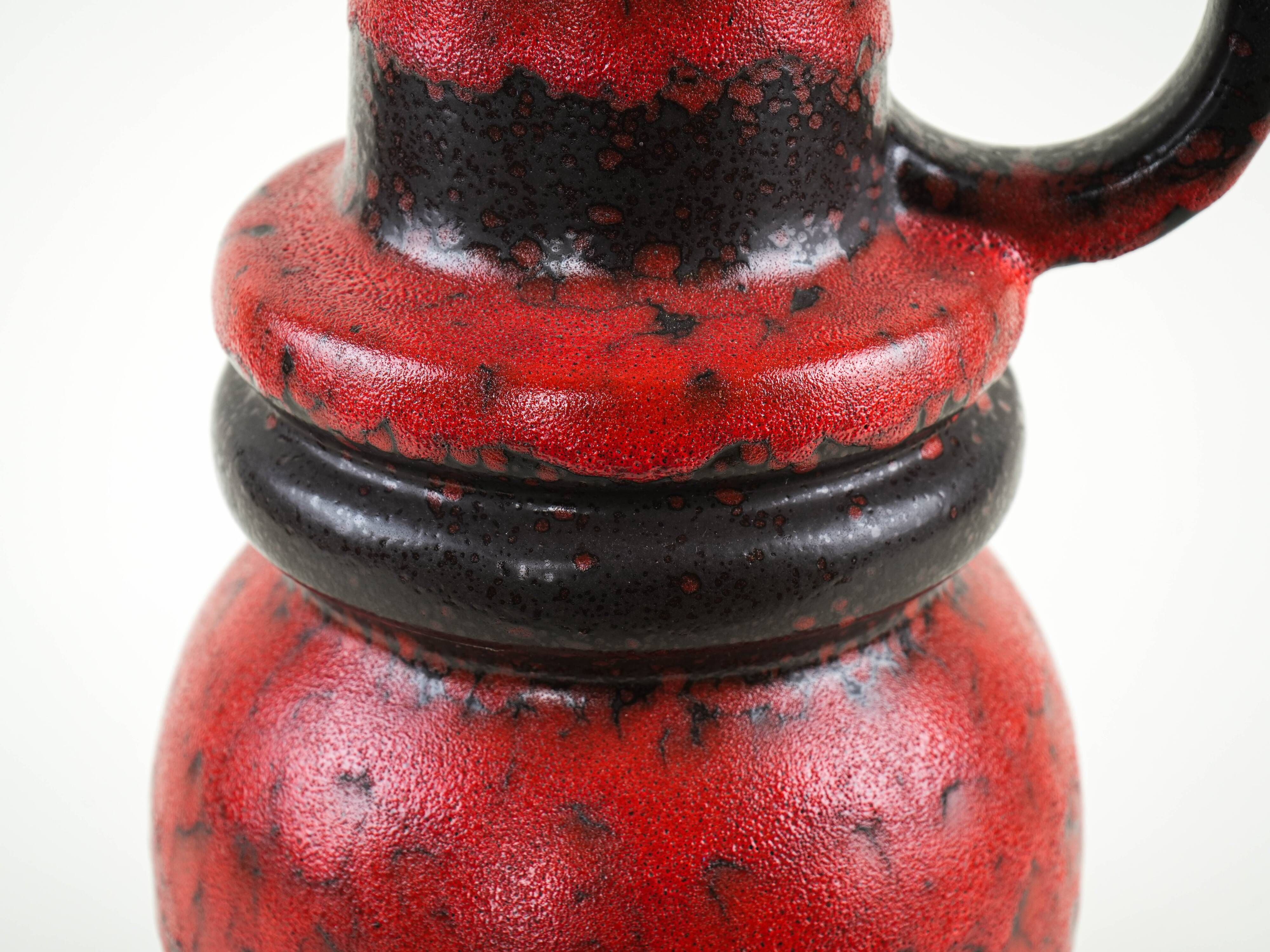 Monumental Fat Lava ceramic vase in black and red, West Germany, 1970s