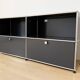 USM Haller sideboard, medium grey RAL 7004, 4 compartments with 2 flaps, Switzerland, 2000s