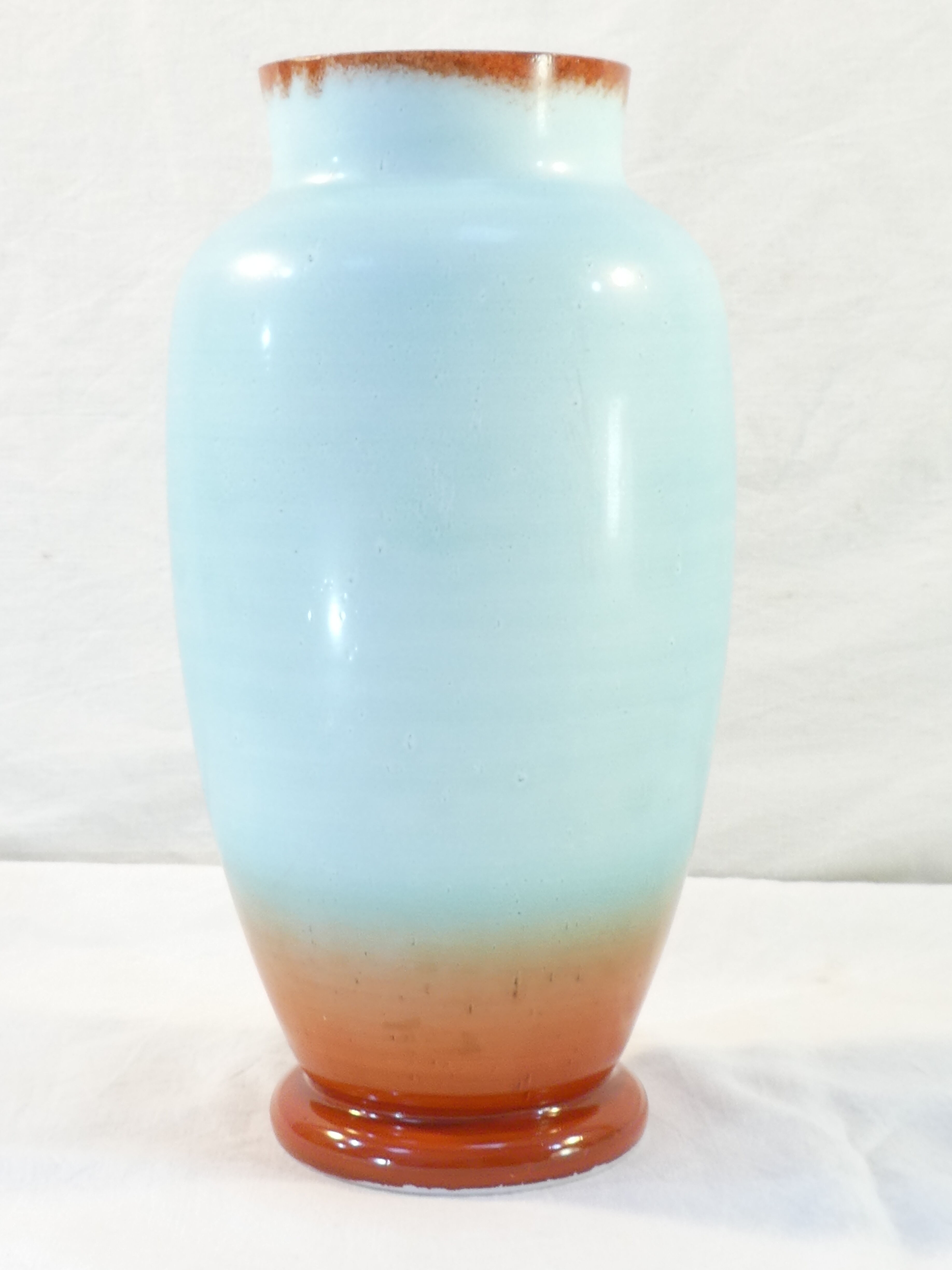Vase in opaline opaline glass hand painted flower decoration