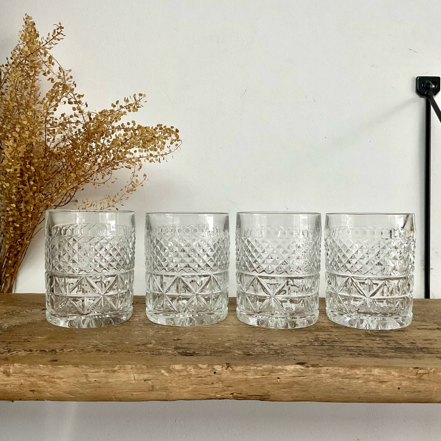 4 vintage whiskey glasses