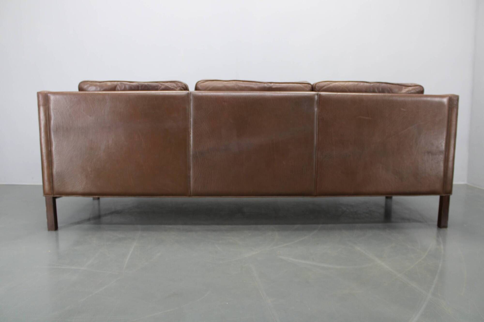 Danish mid-century three-seat brown leather sofa, 1970s