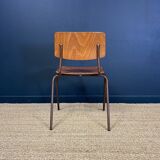 Set of 4 wooden school chairs from the 70s, Netherlands