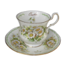 Tasse à thé et soucoupe porcelaine anglaise Queen's China-Octobre+Marguerite
