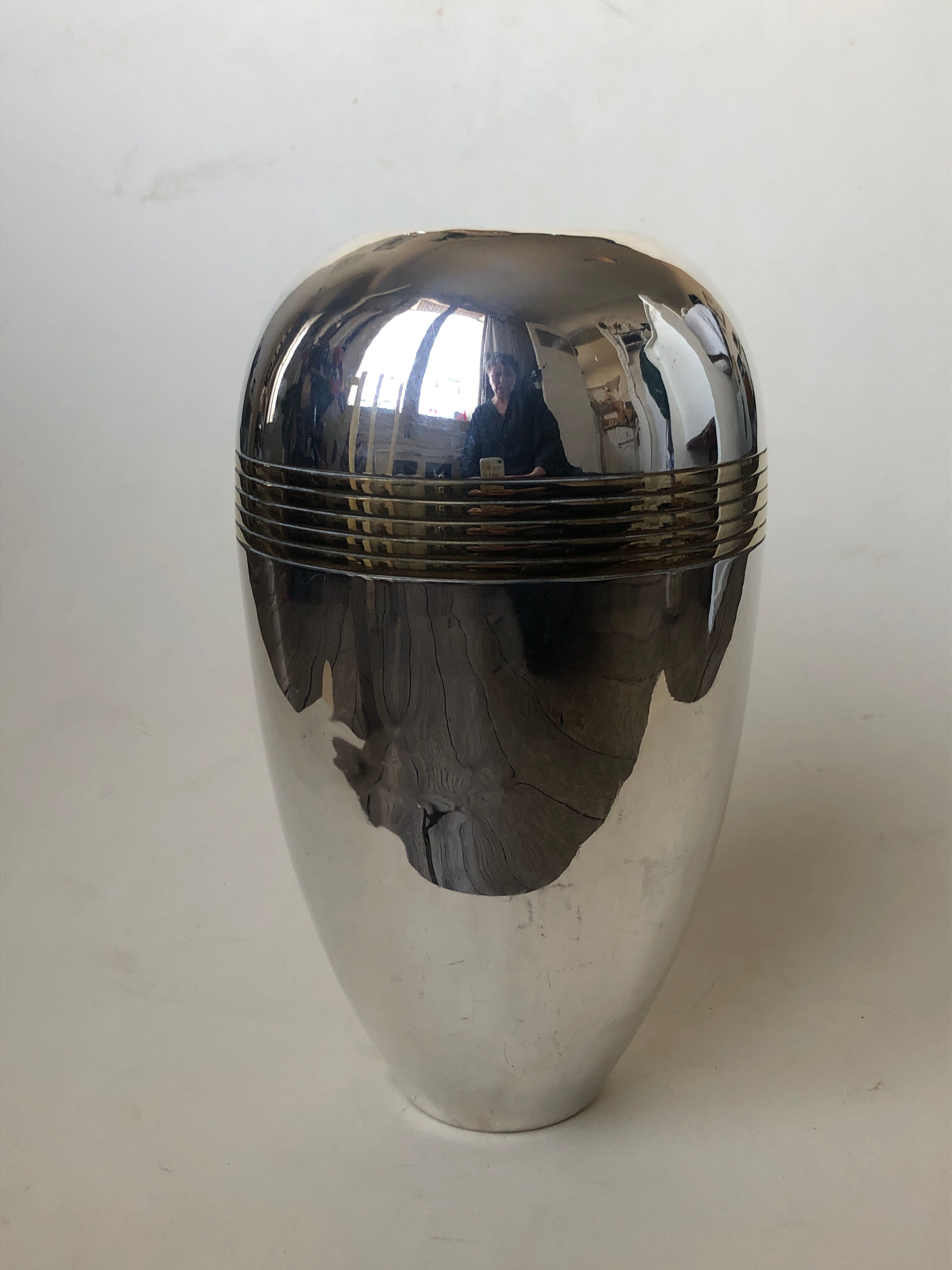 Silver metal vase