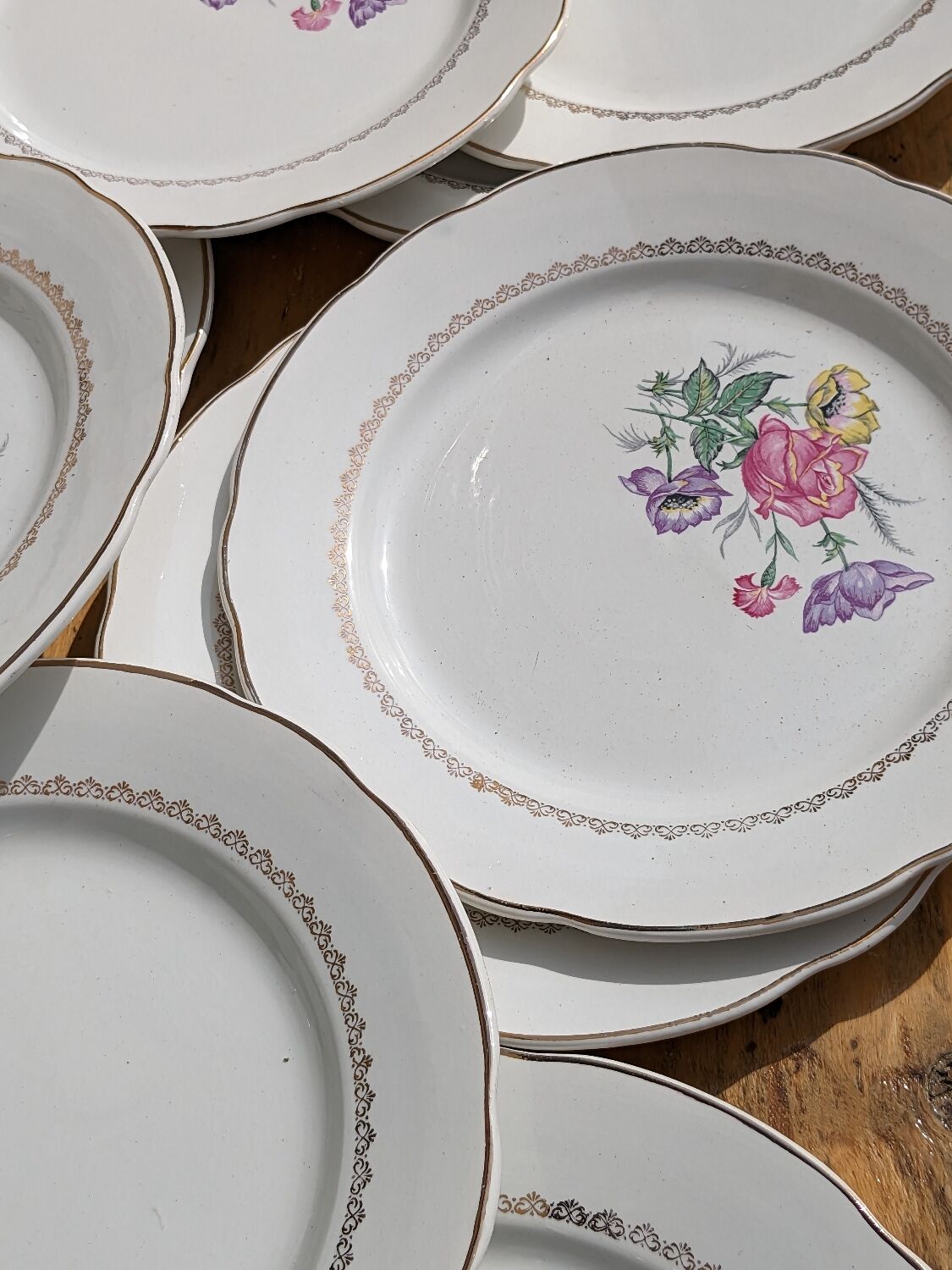 Set of 12 flat plates Digoin Sarreguemines
