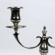 Pair of candlesticks | antique two-armed candelabra in silver-plated metal