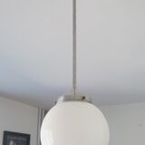 Suspension globe boule opaline blanche 1940