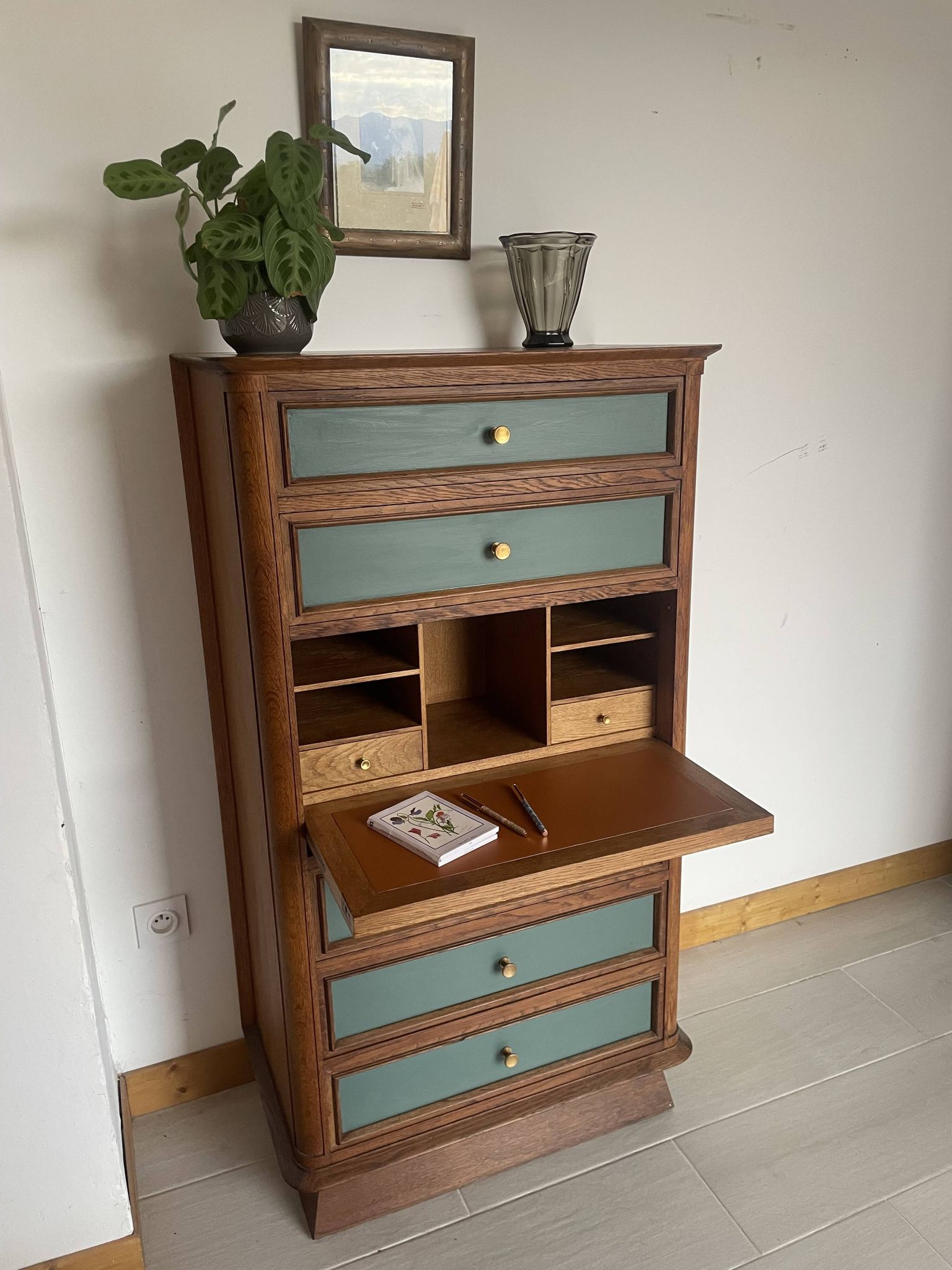 Secrétaire en bois rénové