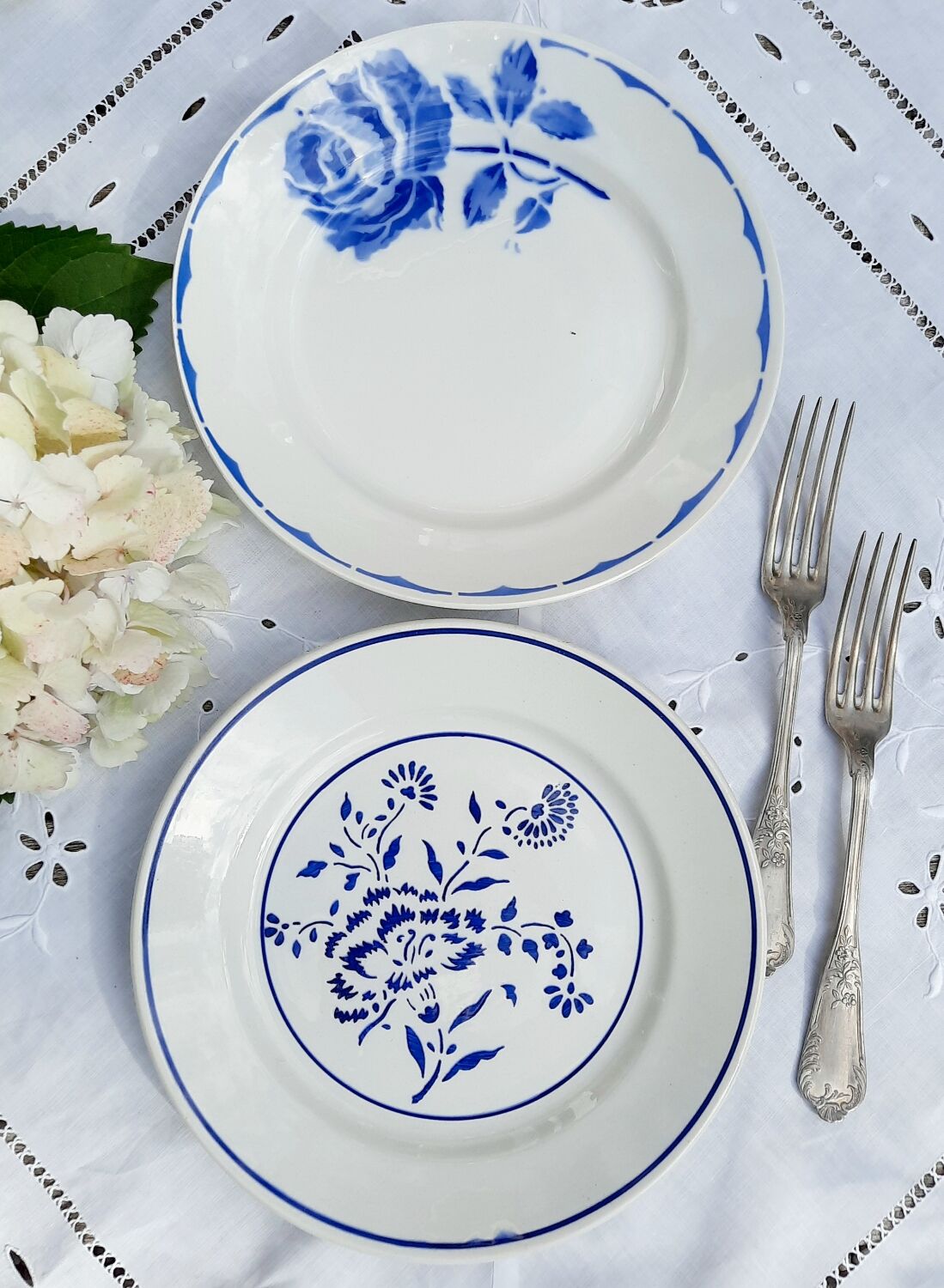 Old flat plates mismatched in earthenware