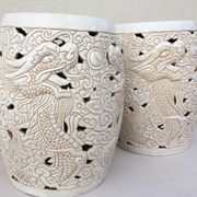 Tabourets en céramique émaillée Art Décoratif