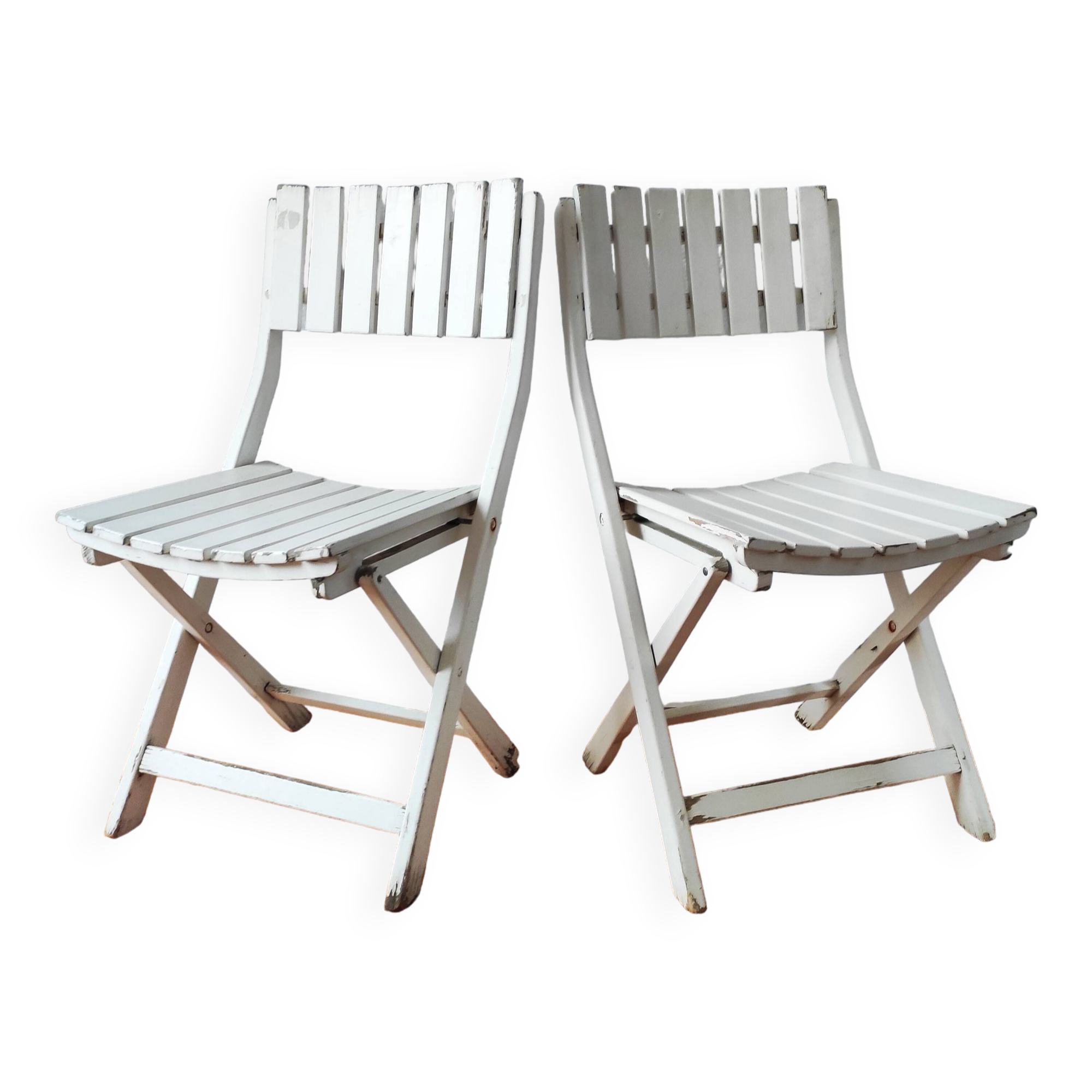 Pair of vintage 1960/70 folding wooden chairs