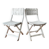 Pair of vintage 1960/70 folding wooden chairs