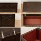 Antique dark wood chest with geometric paneling / pointed detail