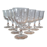 Service of 11 chiseled glass water glasses