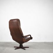 Danish patinated leather adjustable easy chair and ottoman by Berg Furniture, 1970s