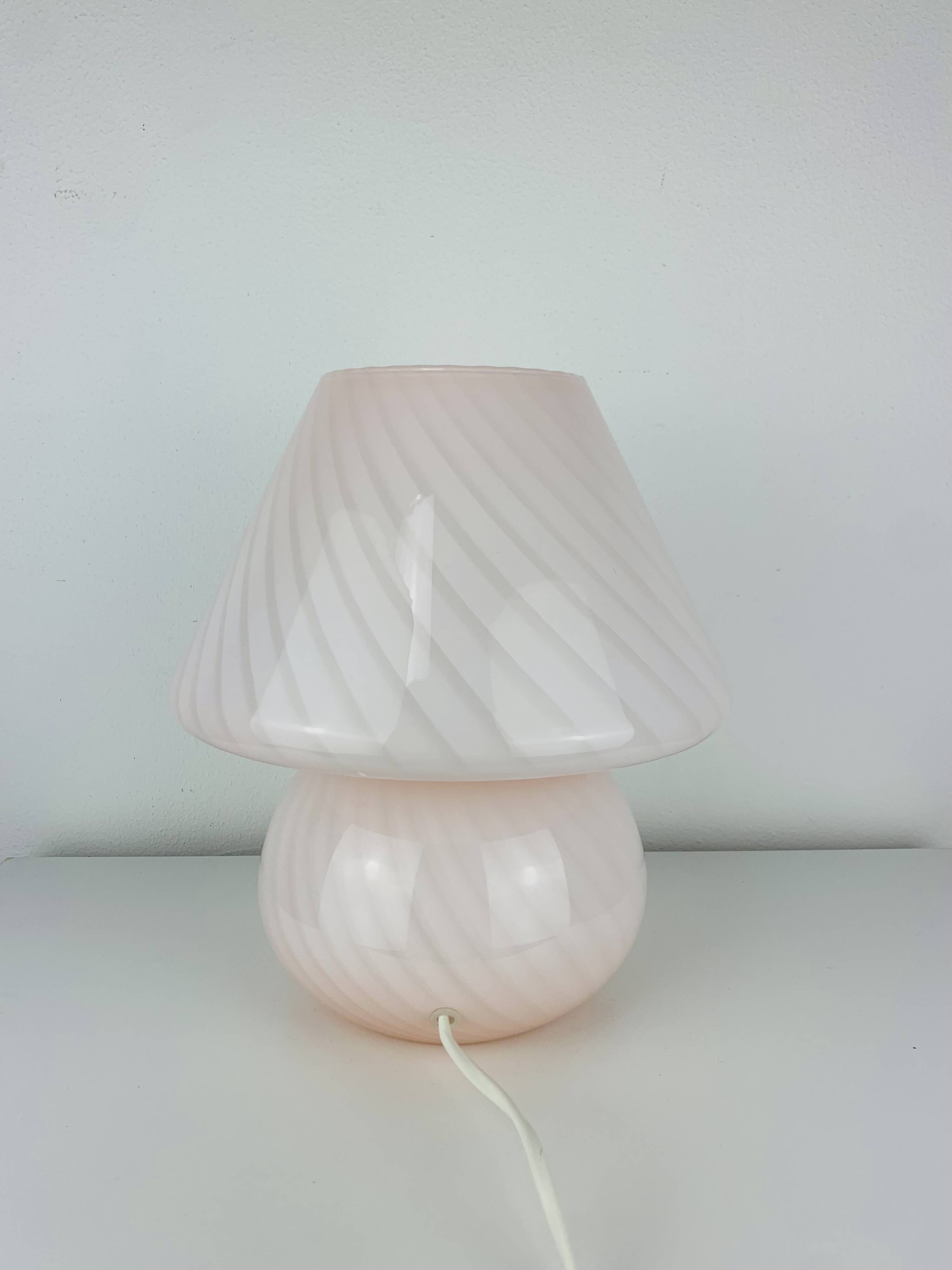 Pink mushroom lamp, Murano glass, vintage