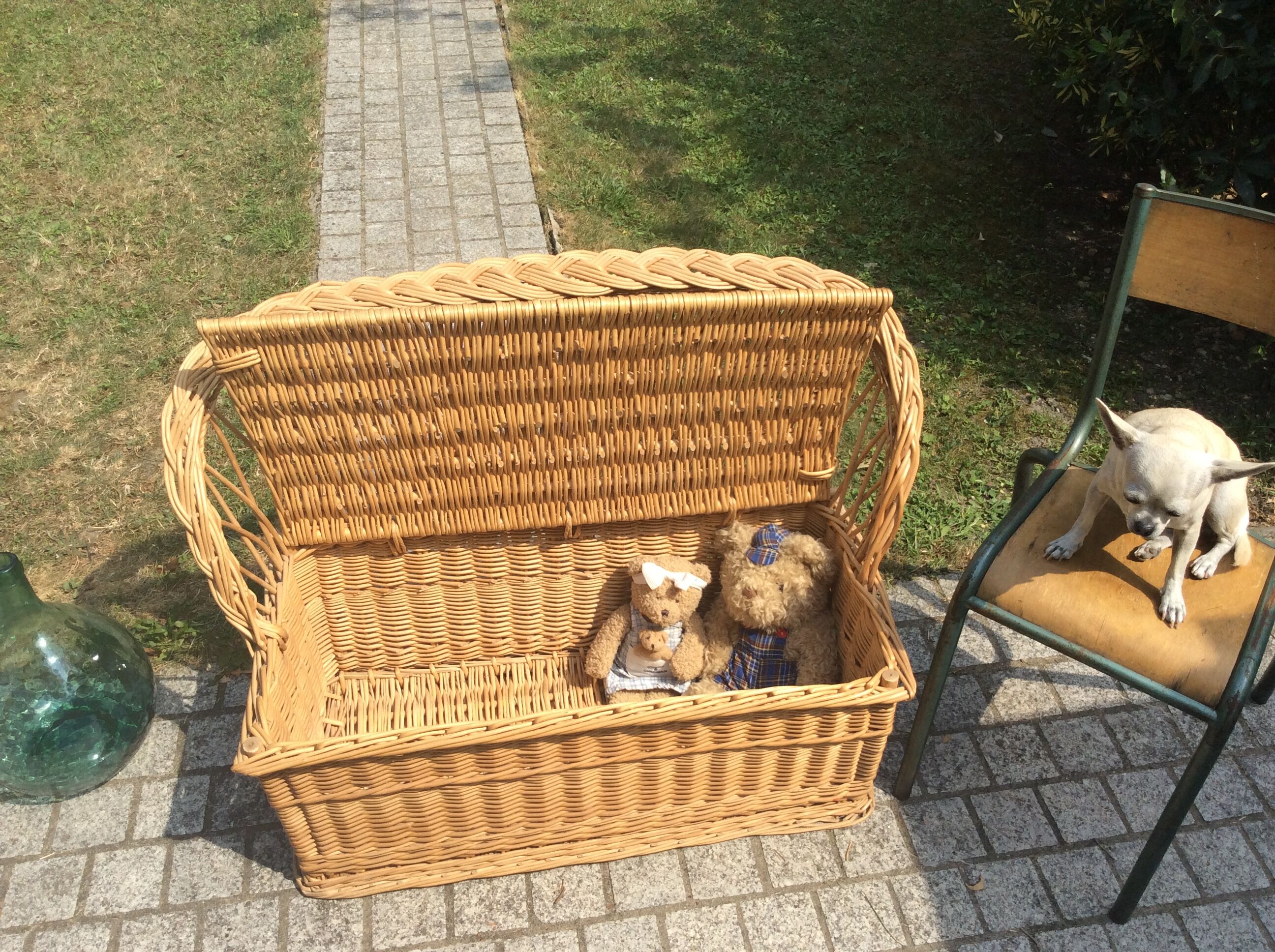 Toy box bench vintage rattan