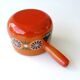 Caquelon poêlon fondue bourguignonne en tôle émaillée aubecq vintage orange