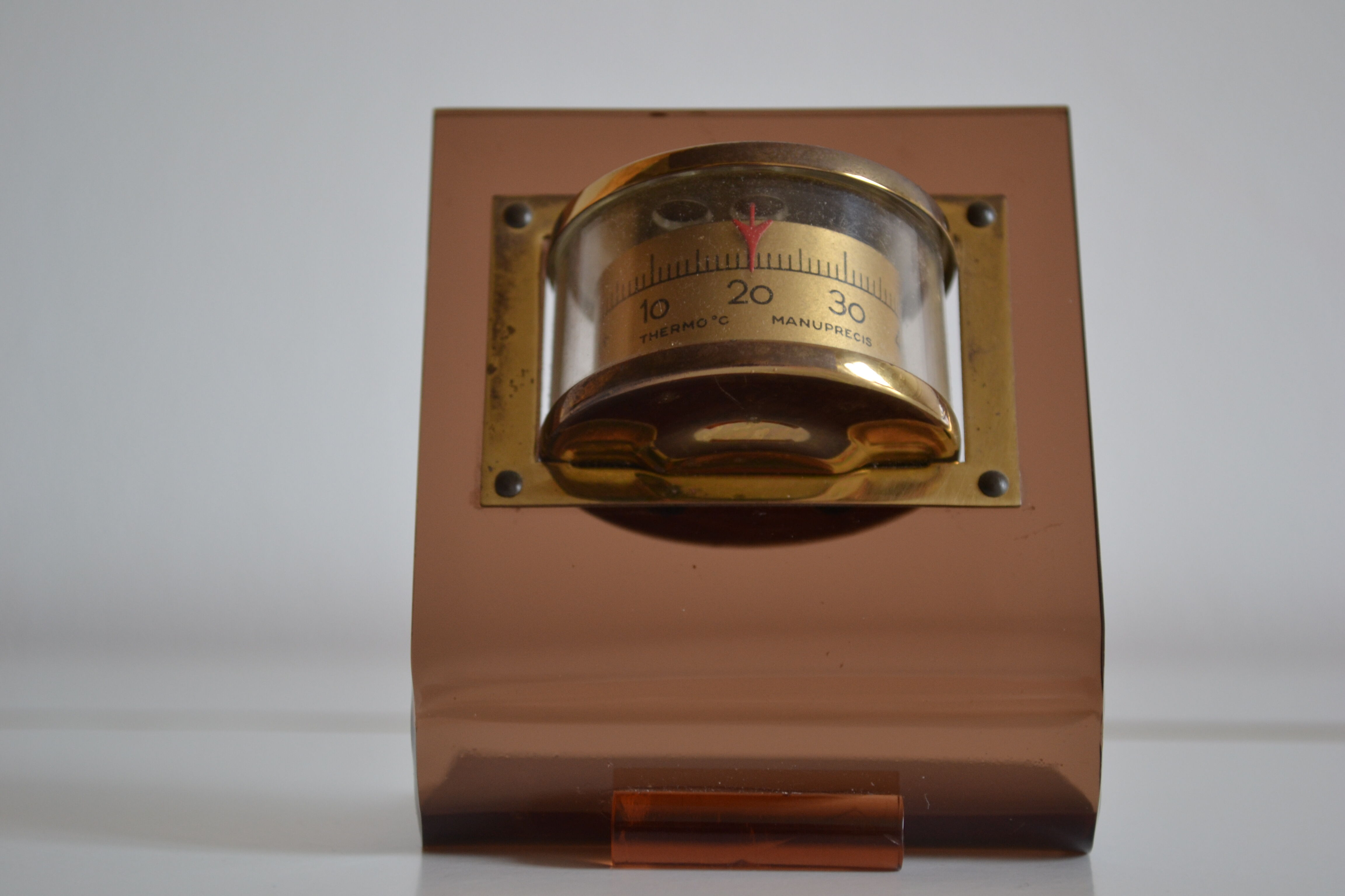 Smoked plexiglass thermometer 70s